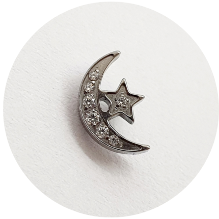 Labret Lua crescente com estrela cravejada