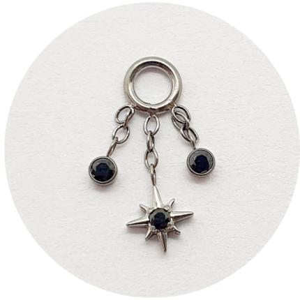 Pingente 2 micro zircônias Black e Estrela