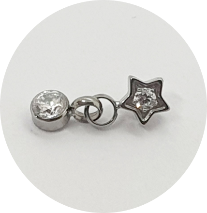 Labret Mini Estrela Zircônia com pingente Zircônia Flat
