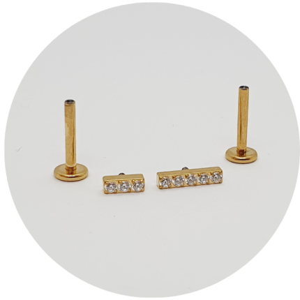 Labret Mini Barra Zircônia cravejada PVD Gold - P ou G
