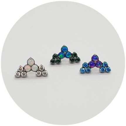 Labret Cluster 3 Trinitys Zircônia com Opala - Várias Cores - Push Pin