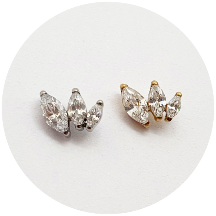 Labret Navete Crescente Zircônia - Natural ou PVD Gold