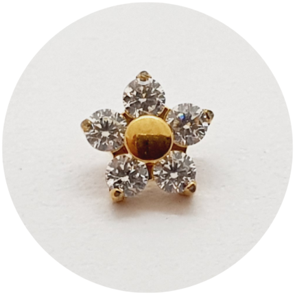 Labret Flor Zircônia PVD Gold M4