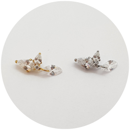 Labret Navete e Gota Zircônia com pingente - Natural ou PVD Gold