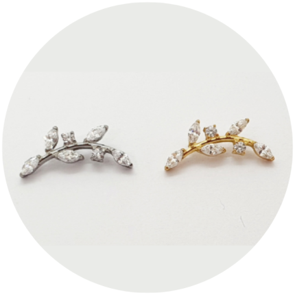 Labret Galho Navete de Zircônias - Natural ou PVD Gold