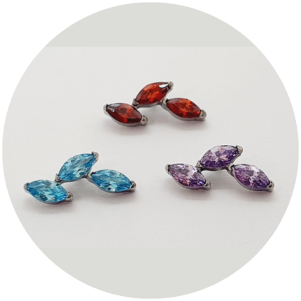 Labret Ramo Navete Zircônia 3P - Azul, Vermelha ou Lilás