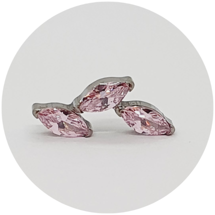 Labret Ramo 3 navetes Zircônia rosa