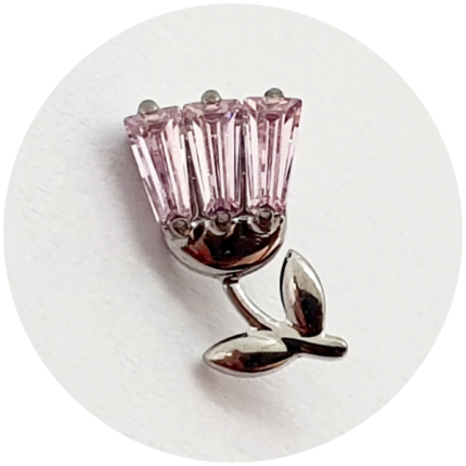 Labret Mini Flor com zircônias Rosas