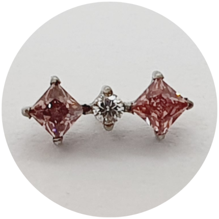 LABRET ZIRCONIAS SQUARE ROSA 3P