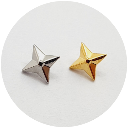 LABRET SHURIKEN - COLEÇÃO NARUTO - NATURAL OU PVD GOLD