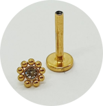 Labret Mini Sol Cristal 9B  (Natural ou PVD Gold)