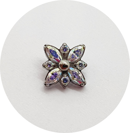 Labret Flor Zircônia 8P - Várias Cores