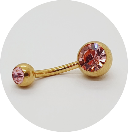 Banana Bell Zircônia Rosa Claro PVD Gold