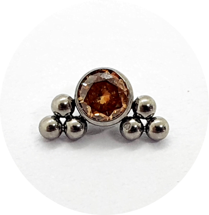 Labret Ornamental Zircônia Champagne 6B