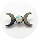 Labret Duas Luas com Opala Branca