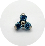 Labret Trinity Zircônia Azul com Chapa Central