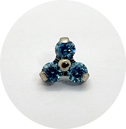 Labret Trinity Zircônia Azul com Chapa Central