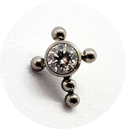 Labret Cruz com Zircônia Central 5B