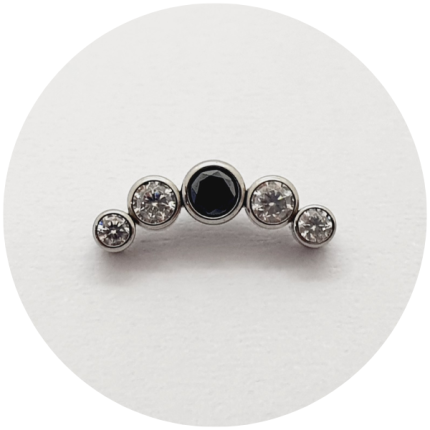 Labret Mini Cluster Zircônias brancas com zircônia preta central