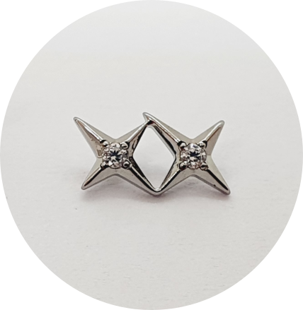 Labret Estrela Dupla com zircônia