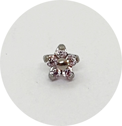 Labret Flor Micro Zircônia Chapa Central - Várias Cores