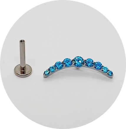 Labret Mini Cluster Zircônia Azul Prongset 9P