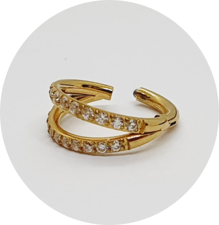 Segmento Articulado Duplo Zircônias cravejadas PVD Gold