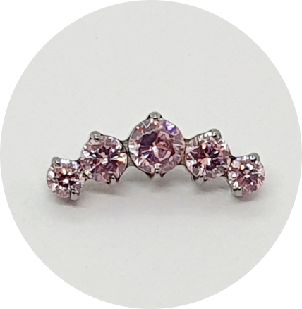 Labret Mini Cluster Zircônia Rosa 5P