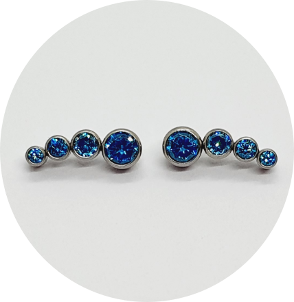 Labret Cluster Zircônia Azul Piscina 4P